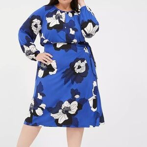 Lane Bryant Notch-Neck Faux-Wrap Jersey Midi Dress